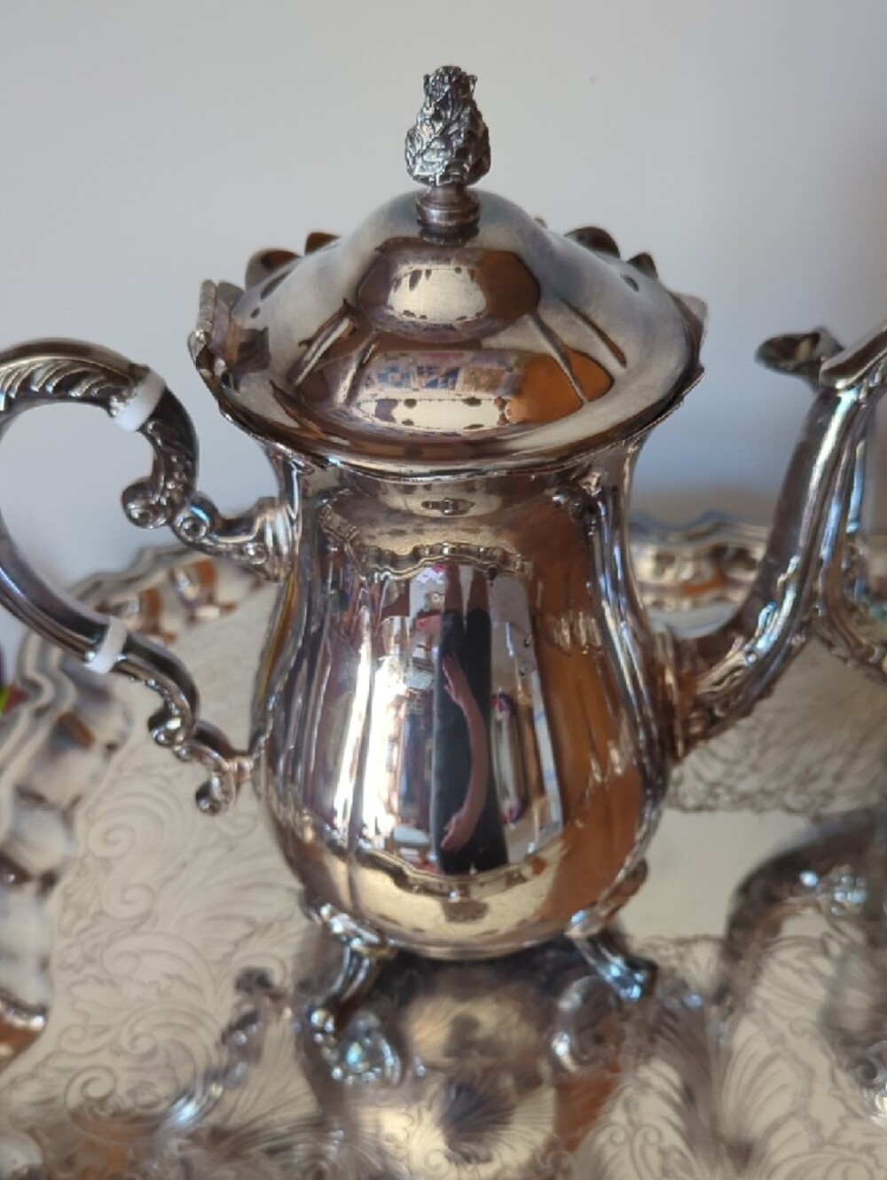 Elegant Silver Plated Tea & Coffee Service Set - Ornate Engraved Pieces - Picture 9 of 16